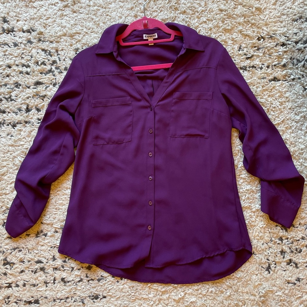 Express Purple Button Down Size M - image 1